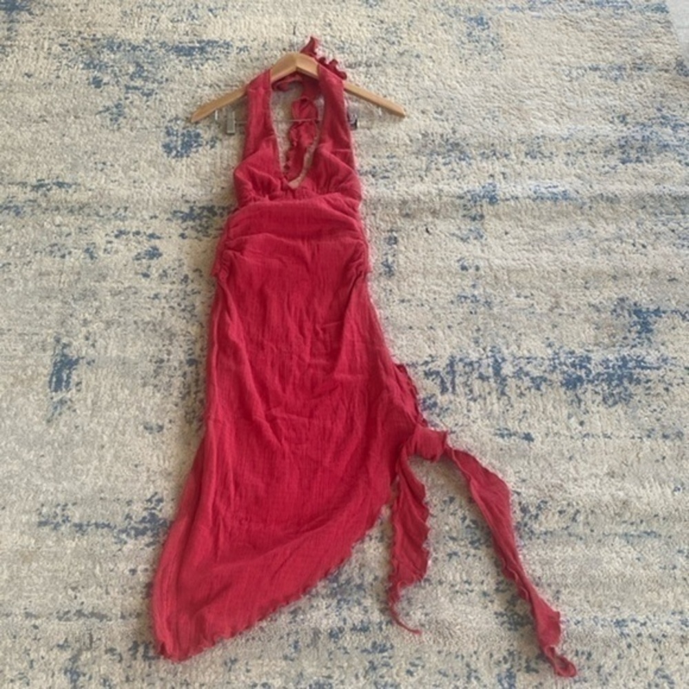 NWOT Free People red halter neck midi dress